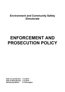 Enforcement and prosecution policy