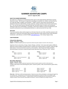 SUMMER ADVENTURE CAMPS June 18 – August 10, 2012 MAKE