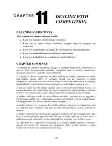 Chapter 11: Dealing with Competition LEARNING OBJECTIVES