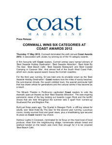 Press Release CORNWALL WINS SIX CATEGORIES AT COAST