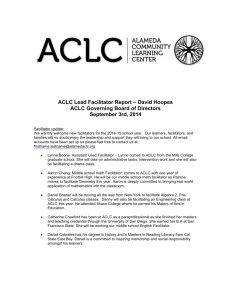 ACLC Lead Facilitator's Report September 2014