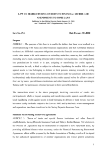 law on restructuring of debts to financial sector and amendments to