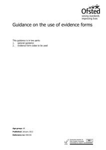 Guidance on the use of evidence forms