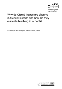 Why do Ofsted inspectors observe individual lessons and how do