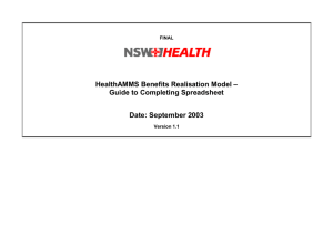 HealthAMMS Benefit Realisation Model - Guidelines