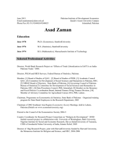 Asad Zaman's Vita