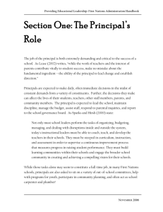 Section One: The Principals Role