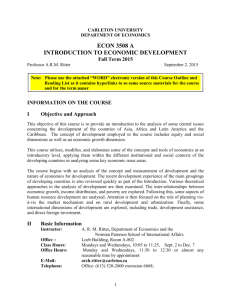 carleton university - Introduction to Economic Development