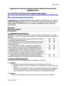 IRB Expedited Review Application