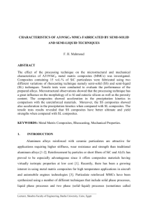 PRODUCTION AND MECHANICAL BEHAVIOUR OF LOW VOLUME