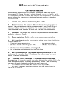 ARIE National 4-H Trip Application Functional Resume A functional