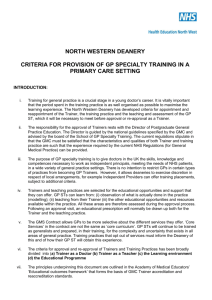 Criteria for GP Specialty training 2007