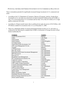 Potential for Greater Foreign Investment in U.S. Commercial Real