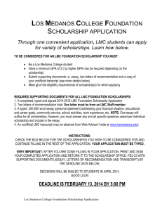 Los Medanos College Foundation Scholarship application Through