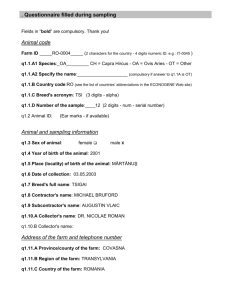 Questionnaire to be filled during sampling