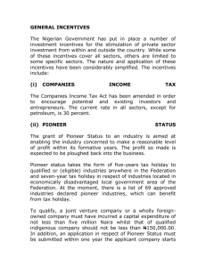 general incentives - Nigeria High Commission