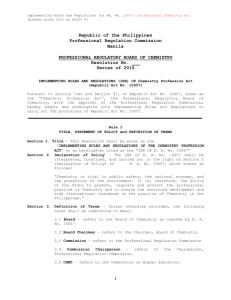 IRR for Professional Chemistry Act (RA 10657)