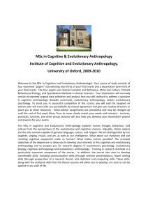 MSc in Cognitive & Evolutionary Anthropology Institute of Cognitive