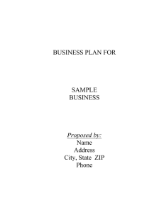 BUSINESS PLAN FOR