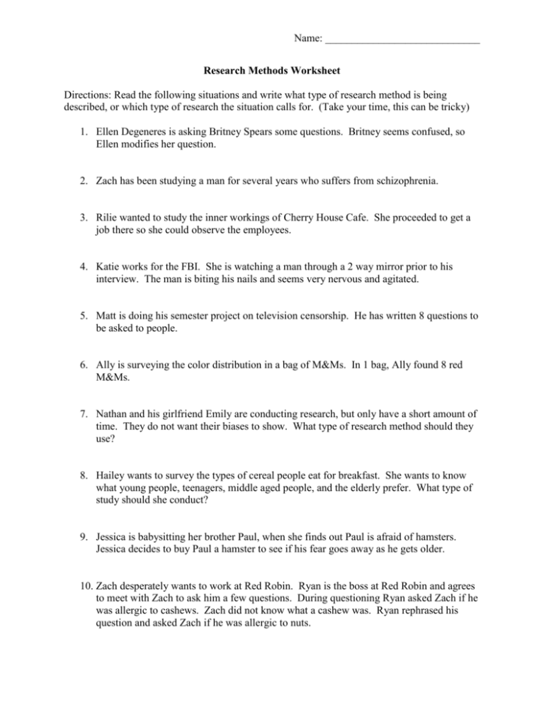steps to conduct a research project worksheet