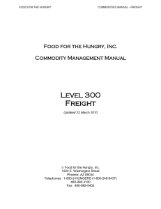 Commodities Management Manual - Food Security and Nutrition
