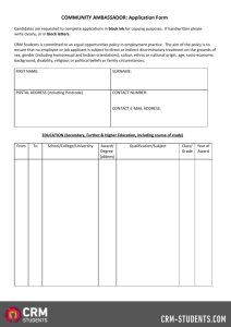 Page one of sub-warden application form