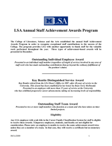 LSA Annual Staff Achievement Awards Program The College of