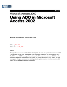 Using ADO in Microsoft Access 2002