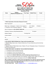 2013 Circuit Hero 500km Endurance Race Media Application Form