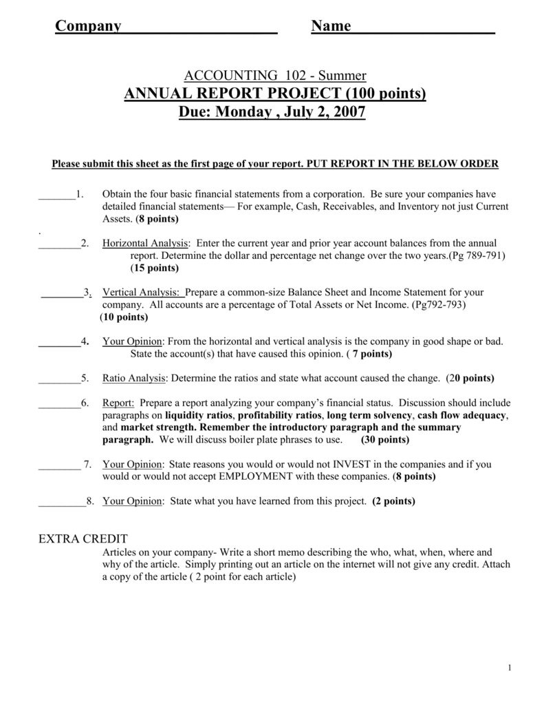 financial statement analysis project sample