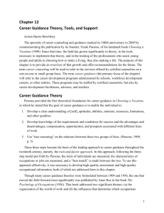 Chapter 12 Career Guidance Theory, Tools, and Support JoAnn