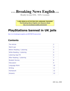 ESL Lesson: PlayStations banned in UK jails