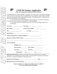 Application for UTEP ID Number