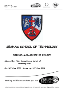 Stress Management Policy - Seaham School of Technology