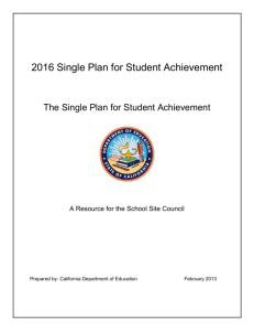 2016 Single Plan for Student Achievement