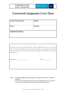 Coursework Assignment Cover Sheet