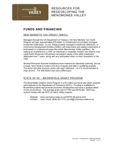 Financing Resources for the Menomonee Valley