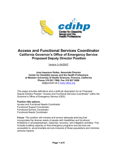 Access and Functional Services Coordinator, California Governor's