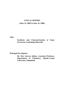 ANNUAL REPORT (June 16, 2005 to June 16, 2006) Title: Synthesis