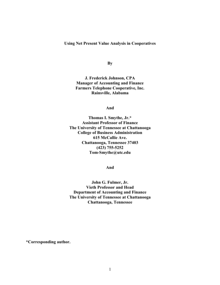 Using Net Present Value Analysis In Cooperatives