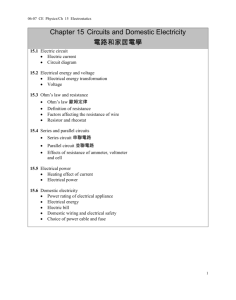 Ch 15 Circuits and Domestic Electricity