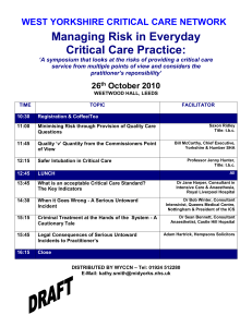 DRAFT Agenda - West Yorkshire Critical Care Network
