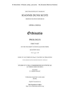 B. Duns Scoti: Ordinatio, I, prolog., pars prima