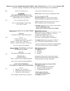 Business Law Course Outline, Fall 2008 (Bus 110 sections 1 and 2