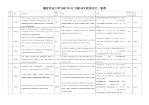 南京农业大学2012年11月被SCI收录论文一览表