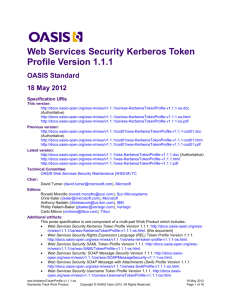 Web Services Security Kerberos Token Profile Version 1.1.1