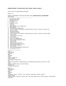 Medline search : 147 references : 2005-2009