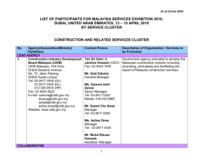 list of participants for malaysia services exhibition 2010