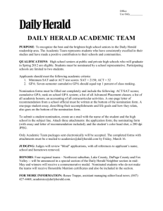 Office Use Only DAILY HERALD ACADEMIC TEAM PURPOSE: To