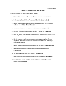 Evolution Learning Objectives: Grade 9